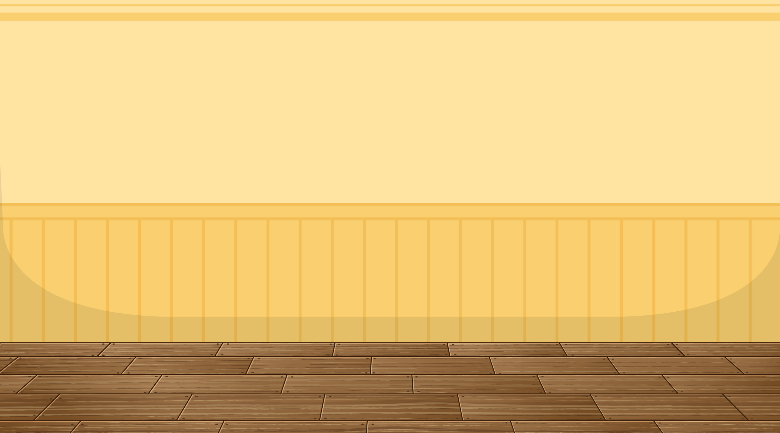 Empty Room with Parquet Floor and Yellow Wallpaper